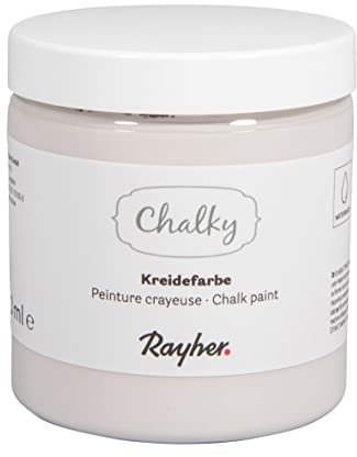 Rayher Chalky, Kreidefarbe auf Wasserbasis, nebelgrau, für Shabby-Chic, Vintage- und Landhaus-Stil-Looks, Dose 230 ml, 35048556