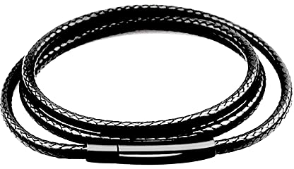 Findout 2mm black Waterproof Braided Leather Necklace For Men, Black Stainless Steel Buckle Clasp Hyponic Wax Rope leather Chain Necklace For Women Girl Boy, Free Steel Silk Chain 14-36inch (18)