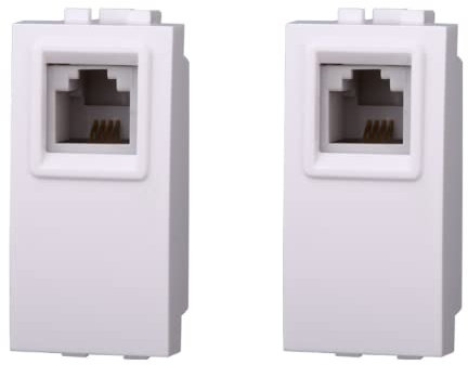 Prise téléphonique RJ11, compatible avec Bticino Living Light (Blanc)