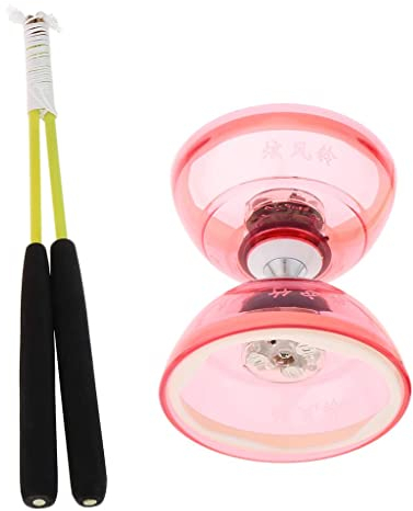 Colcolo Dreifachlager LED Licht Licht Mittleres Chinesisches Diabolo elzeug mit Kohlestäbchen, 5 Farben für ausauswählen, Kinder Erwachsene Party Favors, Rot