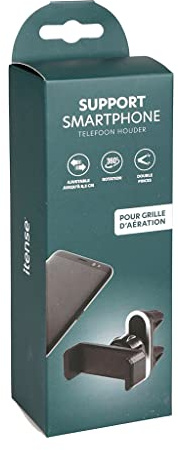 ITENSE - halvautomatisk telefonhållare - dubbla tänger - 360° rotation - för ventilationsgaller - justerbar upp till 8,5 cm - förstärkt fäste - kompakt och diskret - enkel och praktisk