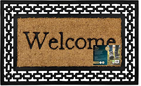 JVL Mila Embossed Rubber Tuffscrape Doormat, 45x75cm