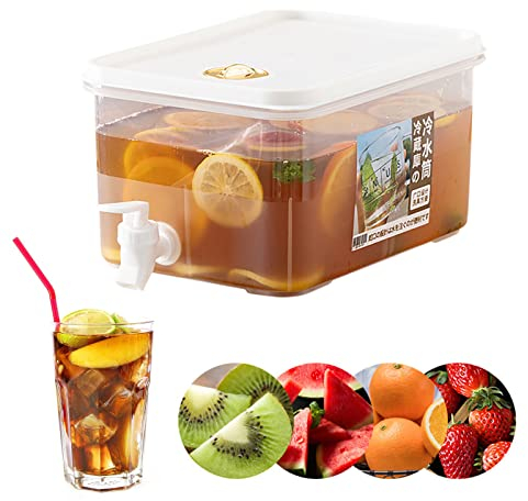 popyes Distributeur de Boisson avec Robinet 5 L Grande Capacité Bouilloire Froide avec Robinet avec Réglage de la Date Distributeur de Jus de Fruit Réfrigéré Distributeur d'eau pour Réfrigérateur