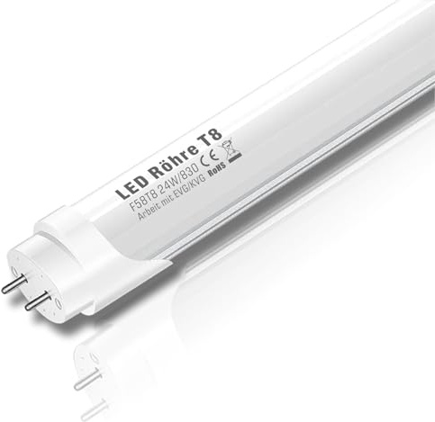 IHYCTV LED Röhre 150cm, 24W, 3885 Lumen, G13 T8, EVG/KVG/VVG Kompatibel, 3000K Warmweiß, 1 Stück