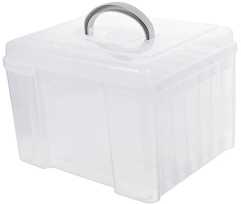 Uonlytech Foto Aufbewahrungsbox Mit Verstellbaren Fächern Transparente Kunststoff-organizer Für Bilder Grußkarten Und Bastelmaterialien Praktische Aufbewahrungslösung Für Fotos Und