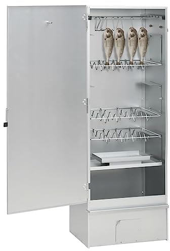 vidaXL Räucherofen mit Holzspänen, Räucherschrank mit viel Platz zum Räuchern, Grill mit Thermometer, Smoker Räucher Ofen, Verzinkter Stahl