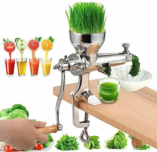 Manueller Weizengrassafter, 304 Edelstahl Handkurbel Weizengrassafter, Fruchtextraktor Vegetarischer Entsafter mit Saugfuß und Tischklemme, für Ingwer, Sellerie, Apfeltraube,