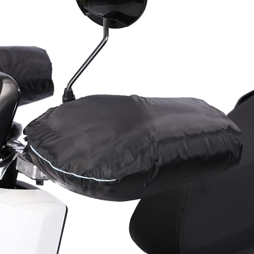Lenker Handschuhe Winter Wasserdicht Lenkerstulpen Motorrad Universal Lenkerhandschuhe Reflektierend Lenkermuffen Gefüttert Winddicht Handwärmer Lenkerabdeckung für Motorräder Scooter Roller Schwarz