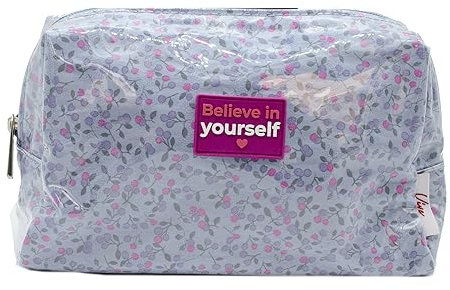 PONETTE - Neceser Mujer Vive Grande de Tejido con Estampado de Cuadros Vichy en Rosa y Crudo con Asa Lateral Crudo y Forro Rosa, Ideal, Viaje, Piscina, Gimnasio, Estuche, Bolsa de Aseo, Marca Española