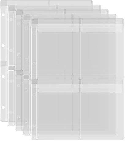 5 Stück A4 Größe Kunststoff Bindertaschen, 4 Löcher, wasserdichte PVC-Ordner für lose Blätter, Planer, Einstecktaschen für Fotos, Dokumente, Stempel und Stanzformen, Aufbewahrung von Rechnungen (4