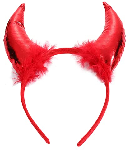 BANAN Simulation Horn Cosplay Horn Stirnband Künstliche Feder Dekor Ochsenhorn Karneval Halloween Cos Materialien Cosplay Hörner Ochse Schaf Cosplay Hörner mit Feder Dekor Cosplay Hörner Stirnband