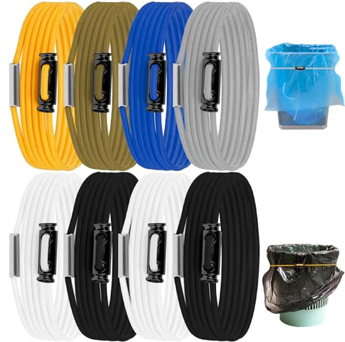 NQEUEPN 8pcs Trash Can Rubber Bands, Adjustable Large Garbage Gripper Bands Fits 8-33 Gallon Trash Cans Elastic Waste Bag Holder Loop Straps Litter Box Bands for Kitchen Home Picnic (Multicolor)