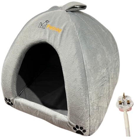 Petnap Heated Pet Bed Electric Heated pet cat dog heat pad mat GREY Dome 605