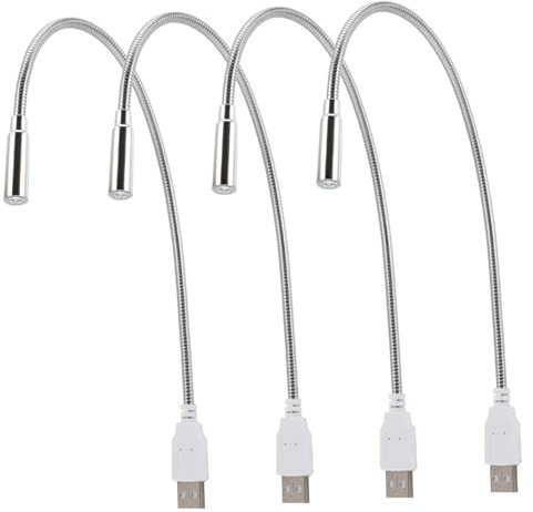ORFOFE 4pcs USB Keyboard Light Led Reading Light Portable Metal Gooseneck Lamp for Desk Home Office Use