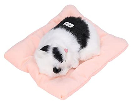 Zerodis Spielzeugkatze mit Schnurrendem Geräusch, Bequeme Schlafende Plüschkatze Als Puppenspielzeug für Senioren, und Heimdekoration (Aktivkohle schwarz-weiße Katze)