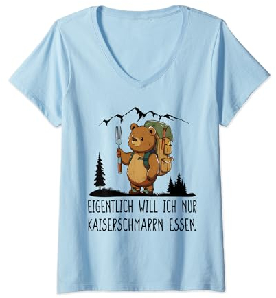 Damen eigentlich will ich nur kaiserschmarrn essen T-Shirt mit V-Ausschnitt