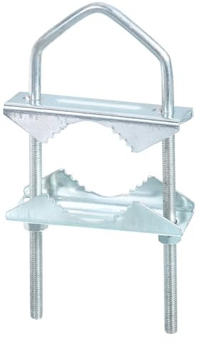 sourcing map Double Antenna Mast Clamp V Jaw Block with U Bolts Mount Bracket Kit for Outdoor Antenna, M6x54x150mm