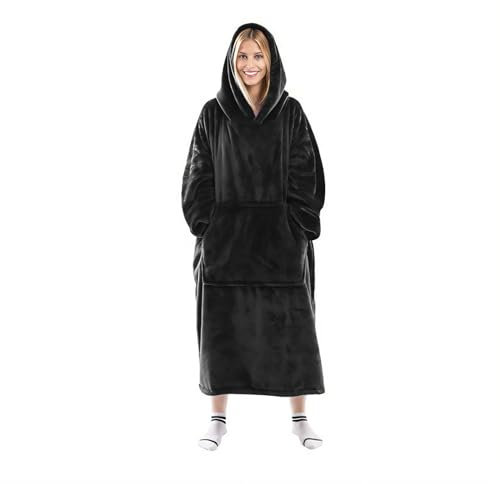 Gentlewarm Hoodie Blanket Sweatshirt for Women and Men, Super Warm and Cozy Long Wearable Blanket Hoodie, Thick Flannel Blanket with Sleeves and Giant Pocket