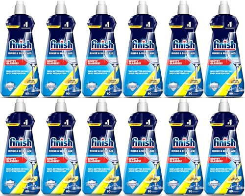 Finish Dishwashing Rinse Aid for Shinier and Drier Dishes - Lemon 400ml - Pack of 12-12 x 400ml