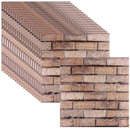 JIEHIN 20 Stück 30 x 30cm 3D Wandpaneele Selbstklebend Ziegelstein, Steinoptik Wandpaneele Wandaufkleber Ziegeloptik 3D Tapete Steinoptik Wandverkleidung für Wohnzimmer Schlafzimmer Wand