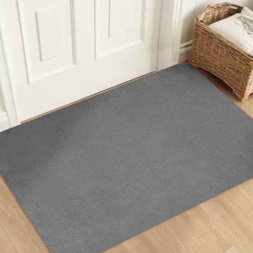 Aoxisicoo Schmutzfangmatte 90x150cm,Superdünn InnenFußmatte,Saugfähiges Rutschfester Teppich,strapazierfähige Türmatte,Für Eingangsbereich,Küche,Terrasse,Haustür,Hellgrau