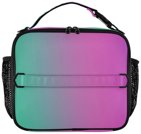 RPLIFE Lonchera retro con diseño de arcoíris degradado, con correa, para niños