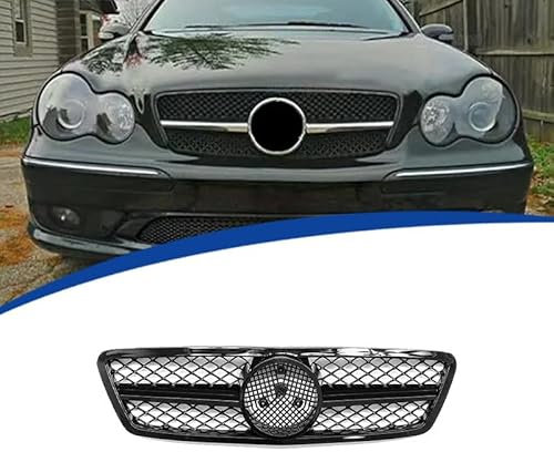 HSHTTKL Auto Kühlergrill für Mercedes-Benz C-Class W203 AMG 2000-2006, Frontgrill Einsatz Kühlergrill Einsatz Kühlergrill Ersatz,Bright Black