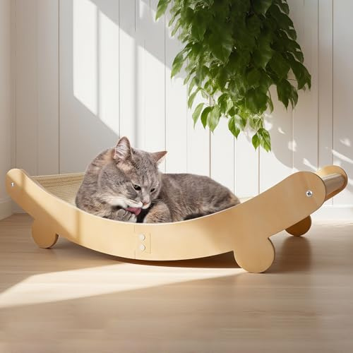 Partideal Katzenkratzer Kurvenkratzmatte, Sisal Kratzbrett Katze Katzenkratzbett, Natürliches Sisal Katzenbett 160° Gebogenes Groß Katzenstuhl für Drinnen draußen