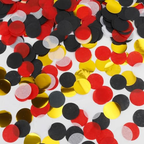 50g Konfetti für Geburtstag & Hochzeit – 5000 Stück Großes Glitzer Papier Konfetti 2,5cm für Streudeko, Tischdeko für Karneval, Partys & Festdekor,Schwarz Rot