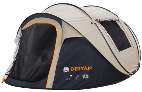 DERYAN Pop-Up Zelt 4 Personen – 1-Sekunden Aufbau – Wasserdicht