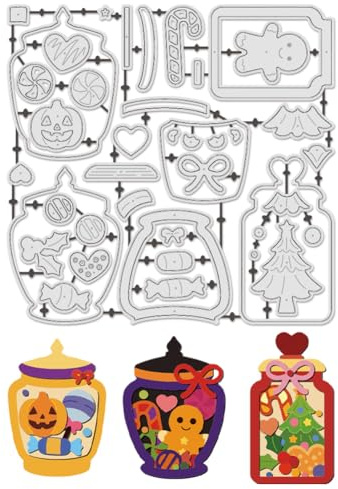 UNICRAFTALE 6 Stück Stanzformen Für Süßigkeitengläser Kürbis Weihnachtsbaum Prägeschablone Zum Kartenbasteln DIY Fotoalbum Halloween Weihnachtsdeko
