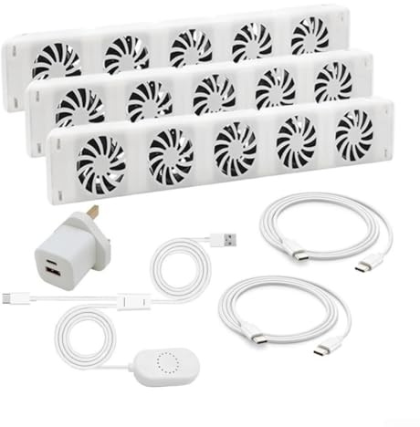 CYRENT Radiator Fan Heater 5.0 Smart Booster Extension Energy Efficient Automatic Thermostat Flame Retardant Quiet Operation for Home Office Bedroom Easy Install(TRIO-SET)