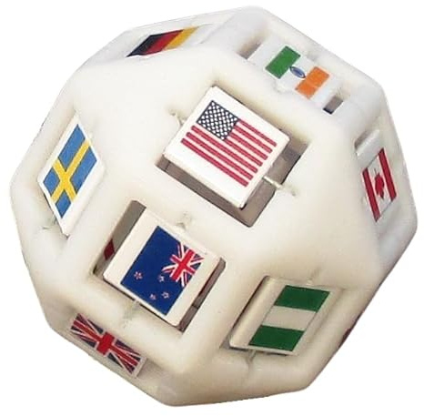 World Flags Game with Innovative Die of 54 Country Flags. Fun Geography Trivia Quiz Game, by Dream Dice.