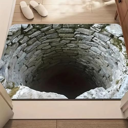 3D Hole Rug, Rugs That Look like a Hole, Trap 3D Rugs Optical Illusion Bottomless Non-slip Doormat, Optical Illusion Rug for Door Entrance, Bathroom, Stairs, Playroom, Living Room (A10,40*60cm)