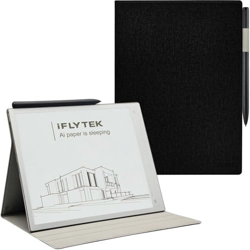 GOVTVA Magnetic Stand Folio Case for 10.65'' iFLYTEK AINOTE 2 (2025 Released) Ultra-Thin Lightweight Premium PU Leather Cover with Built-in Pen Holder, Auto Sleep/Wake (Cloth Black)