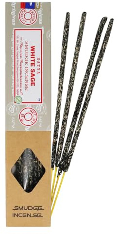 Satya - Natürliche Räucherstäbchen Smudge Mit Weißem Salbei - 10 Räucherstäbchen - Lange Brenndauer - 25 g