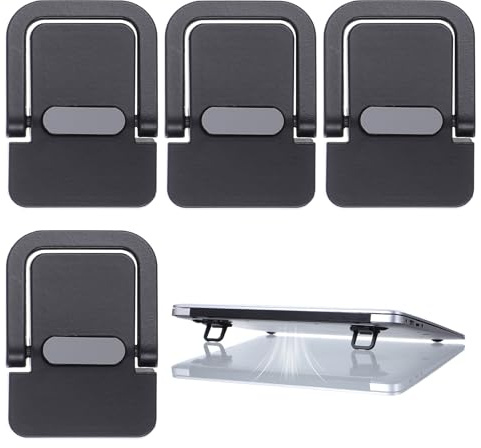 WJIAAA 4PCS Portable Keyboard Riser Self Adhesive Laptop Stand Black Mini Invisible Computer Feet for Desk Computer Keyboard Stand Laptop Holder with Anti slip Silicone(Black)