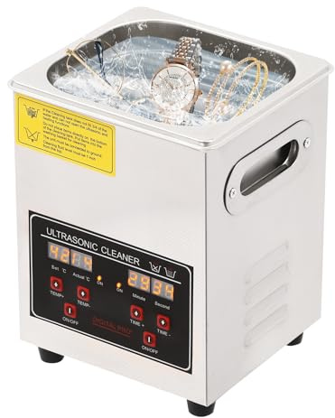 Digital Ultrasonic Cleaner 40kHz with Heater & Timer, 120W Stainless Steel Ultrasonic Cleaning Machine, Professional Ultrasonic Parts Cleaner for Glasses Jewellery Watches Tools UK Plug