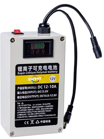 SSCYHT 12000mah Light, Portable Lithium Battery Pack 12V 10.4Ah 12Ah 20Ah 30Ah 40Ah 50Ah Lipo Battery with BMS for 12 Volts Power Motor Spare Kit