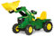 Rolly Toys rollyFarmtrac John Deere 6210R Trettraktor (für Kinder 3-8 Jahre, Luftbereifung, Frontlader, Sitz verstellbar) 611102, grün