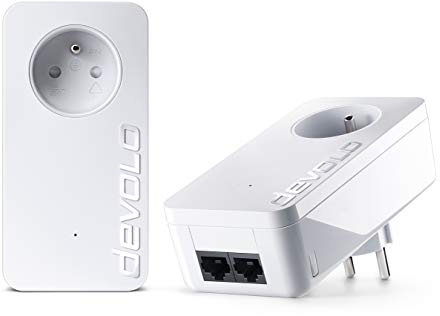Devolo 9298 - Pack de 2 adaptadores de comunicación por línea eléctrica (Fast Ethernet, 500 Mbit/s, 128 bits AES), Blanco