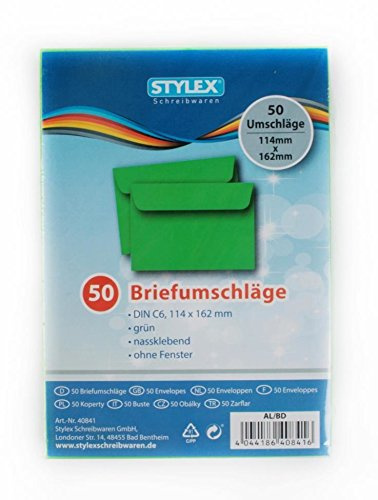 STYLEX 40841 50-er Briefumschläge C6, grün