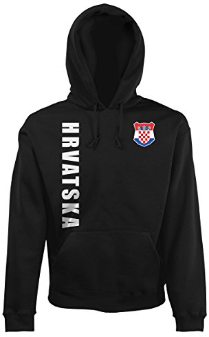 AkyTEX Kroatien Hrvatska EM-2020 Hoodie Wunschname Wunschnummer Schwarz L