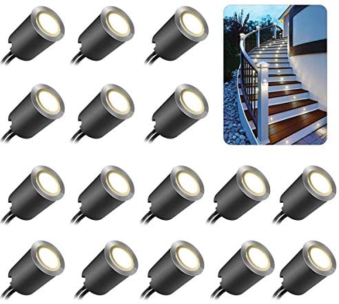 SMY Lot de 16 Spot LED Encastrable Extérieur, IP67 Étanche, Ø 32mm, Spots à Encastrer Extérieur pour Terrasse Bois Piscine Jardin Escaliers Deck en Bois(Avec prise UE) (16 Led Blanc Neutre 4500k)