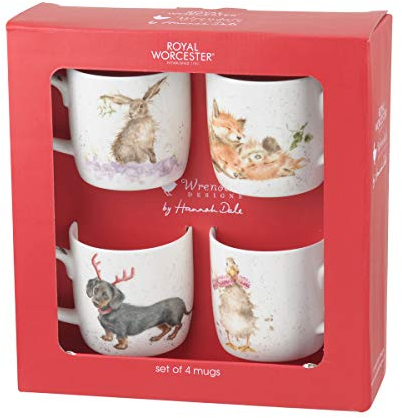 ROYAL WORCESTER WRENDALE Christmas Set of Four Mugs