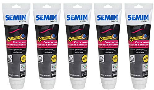 Colle pour Stickers Semin, Frises et Raccords Papiers Peints, Tube de 250 g (Lot de 5)