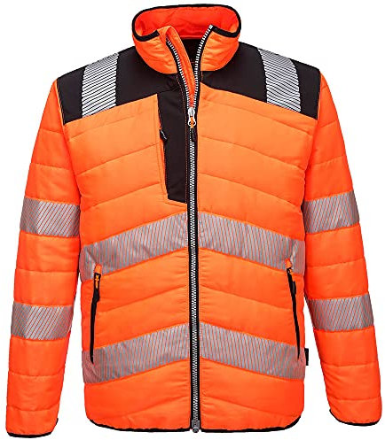 Portwest PW3 Hi-Vis Baffle Jacket, Size: L, Colour: Orange/Black, PW371OBRL