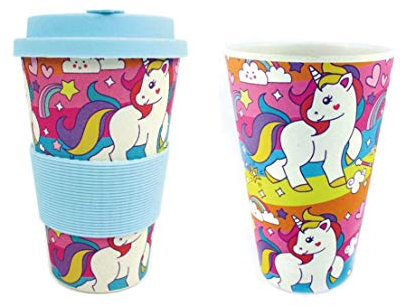 TINYMILLS Eco-Friendly Reusable Plant Fiber Travel Mug with Unicorn Design