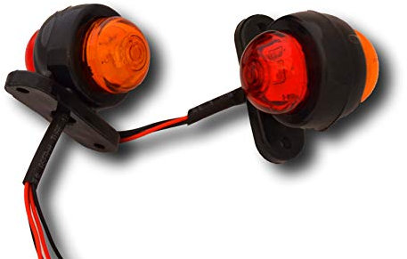 Lot de 2 feux LED 24 V 2 SMD rouge AMBRE Feux de nettoyage Feux de signalisation Indicateurs de direction Voiture Camion Remorque BUS Utilisation universelle