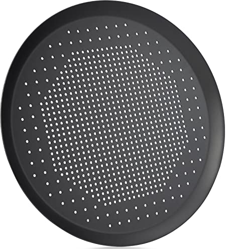 Beasea Bandeja para hornear pizza, sartén para pizza de 11.5 pulgadas con agujeros, perforada de aleación de aluminio resistente, sartenes redondas ventiladas para pizza, bandeja para hornear pizza,